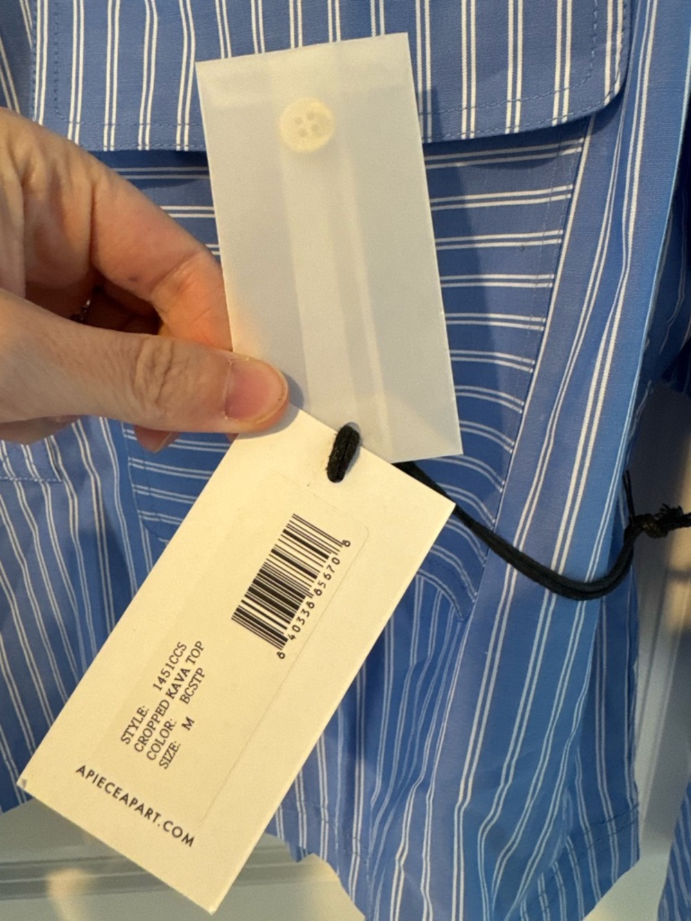 NWT Apiece Apart Cropped Kava Blue & White Striped Top | M - Picture 7 of 8